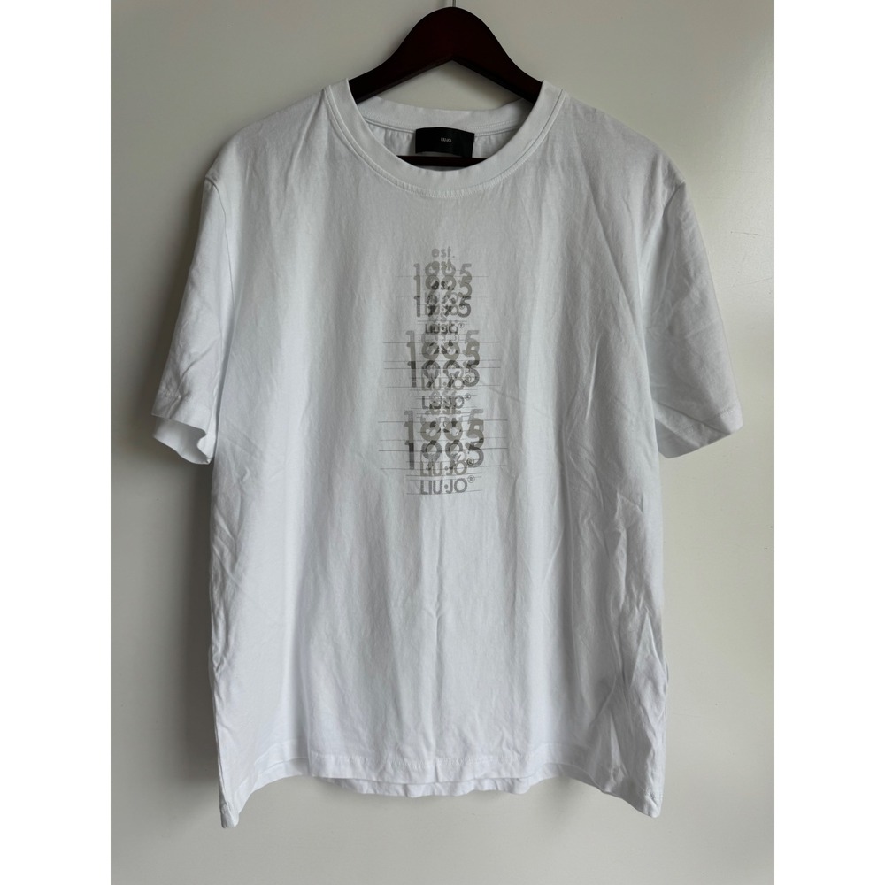 Liu Jo Uomo White Graphic T-Shirt Italian Designer Short Sleeve XXXL 1995 tee